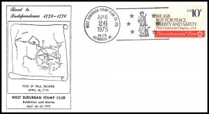 US Ride of Paul Revere 1975 West Suburban Stamp Cover