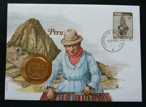 Peru Craft Arts Culture 1995 Homemade FDC (coin cover) *rare