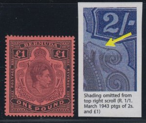 Bermuda, SG 121cb, MLH Shading Omitted from Top Right Scroll variety