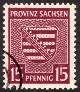 1945, Germany, East Saxony 15pf, Used CTO, Mi 80Y