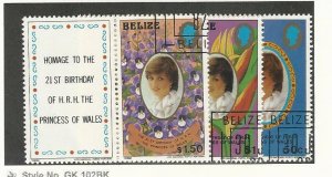 Belize, Postage Stamp, #621-623 Used With Tabs, 1982 Princess Diana