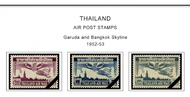 COLOR PRINTED THAILAND 1941-1970 STAMP ALBUM PAGES (29 illustrated pages)