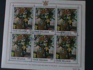 ​COOK ISLANDS-1967 SC#223  ARTS PAINTIN-FLOWERS-BY GAUGUIN CTO SHEET VERY FINE