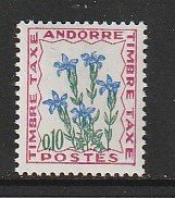 1965 Andorra (Fr) - Sc J47 - MNH VF - single - Gentian