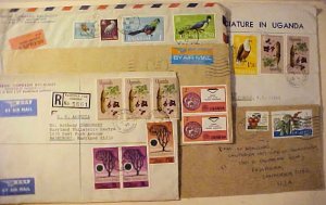 UGANDA 1968 / 1979 5 COVERS TO US INCLUDES REGISTERED