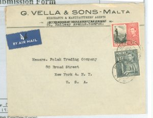 Malta 194A/203 1950, Royalty, King George VI, 2SH6P scarce used / on cover