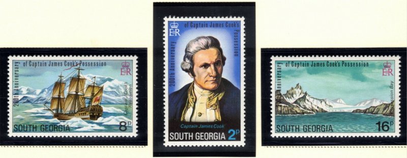 SOUTH GEORGIA 1975 Capt Cook; Scott 41-43, SG 43-45; MNHJ