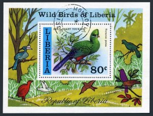 Liberia 783,CTO.Michel 1031 Bl.85. Birds 1977.Gold coast touraco.