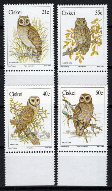 South Africa Ciskei 163-166 MNH Birds Owls Wildlife ZAYIX 0424S0050M