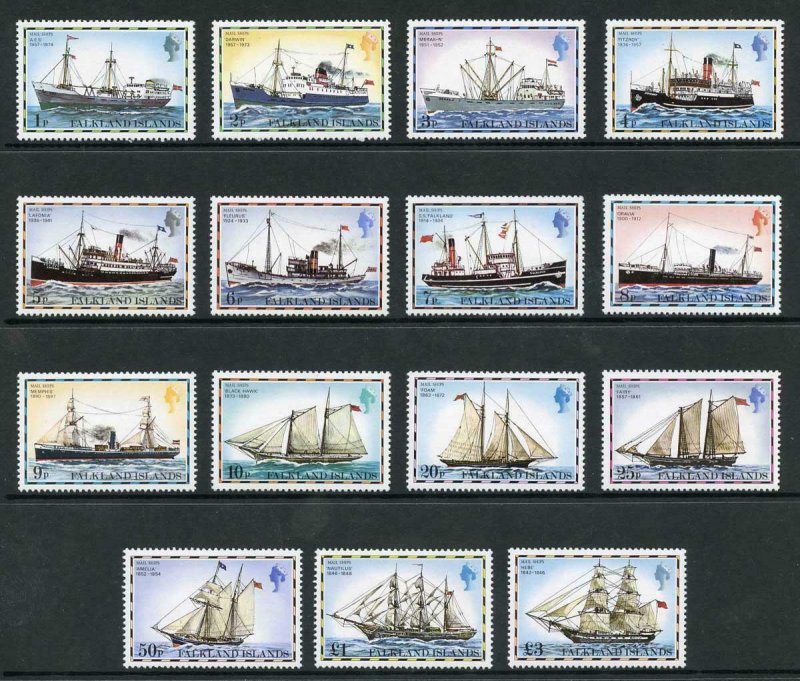 Falkland Is SG331A/45A 1978 Ships (no imprint) Set U/M