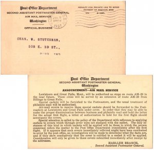 Penalty Post Office Dept. 2nd Assistant Postmaster General, Air Mail Service ...