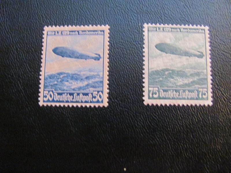GERMANY 1936 MNH  SC C57-58 ZEPPELIN  SET  VF/XF  50 EUROS (122)