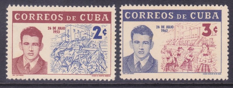 Cuba 743-44 MNH OG 1962 9th Anniversary of the Cuban Revolution Set Very Fine