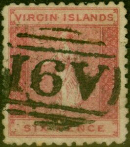 Virgin Islands 1866 6d Rose SG3 Good Used 'A91 Duplex'