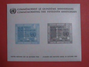 UNITED NATION STAMP 1960 SC#85   5TH ANNIVERSARY OF UNITED NATIONS S/S..