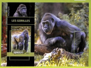 B0213 - DJIBOUTI - MISPERF ERROR Stamp Sheet - 2022 - Gorillas, Animals-