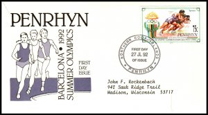 Penrhyn Island 401 Summer Olympics Typed FDC