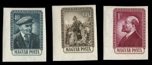 Hungary #1073-1074 Cat$50, 1954 Lenin, imperf. set of three, never hinged