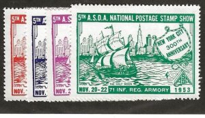 1953 5th A.S.D.A. National Postage Stamp Show 71 INF REG Armory N.Y. MNH Set/4