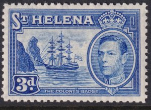 Sc# 122 St. Helena 1938-40 KGVI Badge of Colony 3 pence issue MLH CV $55.00