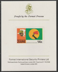 ZAIRE 1978 RIVER EXPEDITION 14k  imperf on FORMAT INTERNATIONAL PROOF CARD