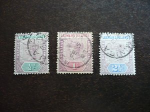 Stamps - Leeward Islands - Scott# 1-3 - Used Part Set of 3 Stamps