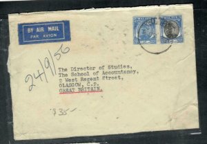 MALAYA SELANGOR COVER (P2908B) 1956 SULTAN 20C+50C A/M KL TO ENGLAND 