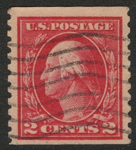 Scott 444, VF Used, 2c P.10 Vertical Flat Plate Coil