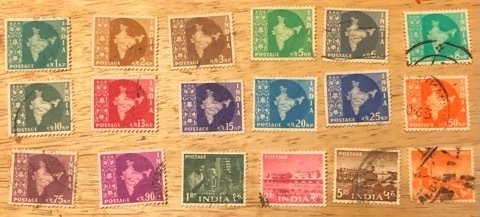 India Scott#302-319 Used VF Cat. $18.30