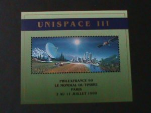 UNITED NATIONS- SC#342-UNISPACE III-PHILEXFRANCE'99 STAMPS SHOW-MNH S/S VF