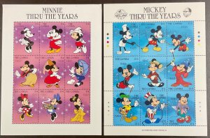 Gambia Disney 2 Sheets of 9 Mickey and Minnie Thru the Years 1989 & 1997