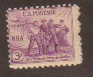 #732 MNH  3c National Recovery Act 1933 Issue