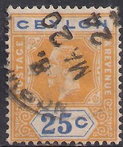 Ceylon 1921 - 32 KGV 25ct Orange Yellow & Blue SG 351 Die 1 ( B335 ) 