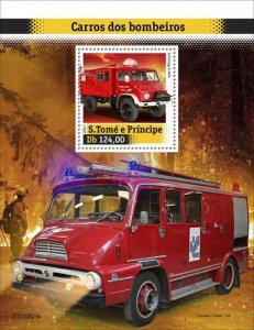 St Thomas - 2021 Fire Engines Transports - Stamp Souvenir Sheet - ST210621b