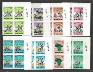 1978 Boy Scouts Rwanda Imperf corner plate blocks