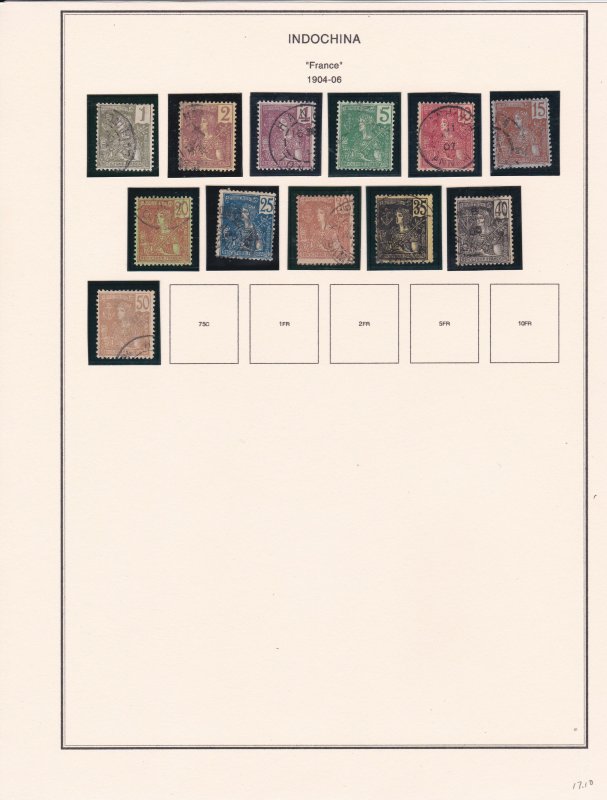 IndoChina Used Collection on Eight pages in Mounts, 1/3 Cat.