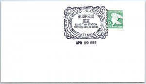 US SPECIAL POSTMARK EVENT COVER RHODE ISLAND PHILATELIC SOCIETY CENTENNIAL 1985e