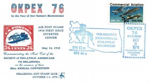 OKPEX 76 AIR POST STAMP 1918 FIRST ISSUE INVERTED CENTER AT OPS 44th ANNUAL CONV