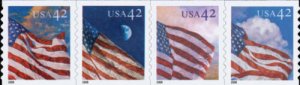 2008 42c American Flags, Strip of 4 Scott 4232-4235 Mint F/VF NH