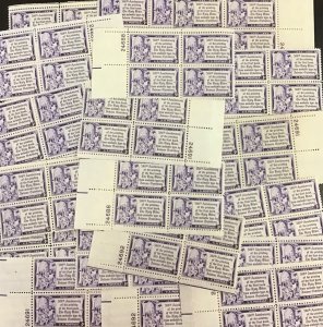 1014 Gutenberg Bible-500th Anniversary 3 c  Stamps 25 Plate Blocks  1952