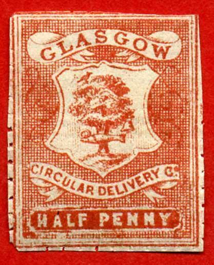 Circular Delivery SGCD21a Glasgow 1/2d dull scarlet mint (pin perf 10 1/2)