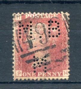 PENNY RED PLATE 172 WITH 'MBM' PERFIN