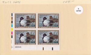 U.S.: Sc #RW56, $12.50 Lesser Scaup Duck Stamp, Plate Block/4 MNH (F32764)