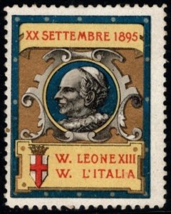 1895 Italy Poster Stamp Pope Leo XIII 25th Anniversary Troops Occupied Rome