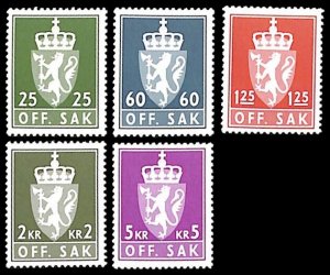 Norway 1975, On service 5v, MNH
