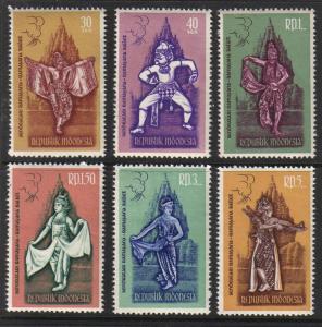 Indonesia #544-9 mint, scenes from Ramayana ballet issue1962