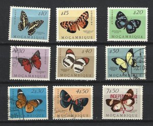 Mozambique Scott #364//378; 527 Mint & Used  9 Butterflies  stamps 2019 CV $2.55