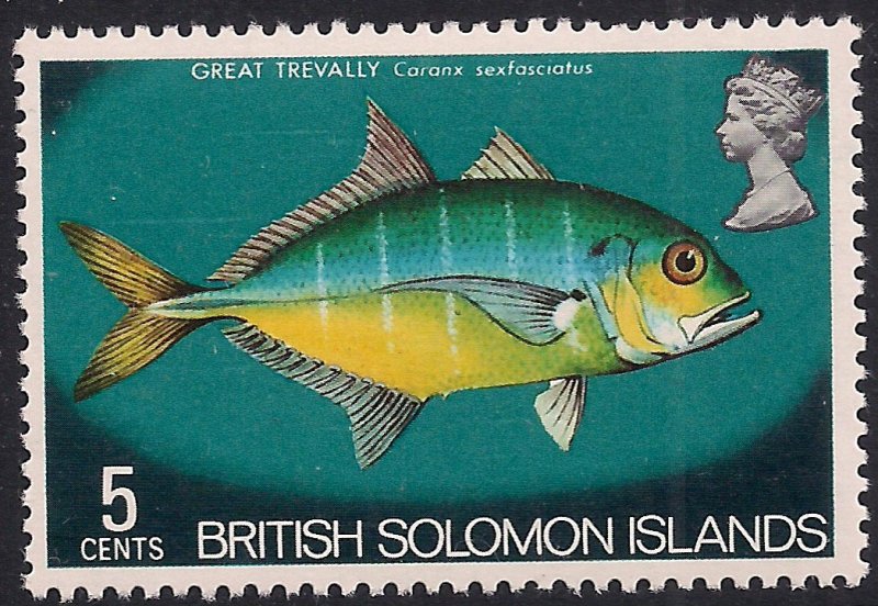 British Solomon Islands 1972 - 73 QE2 5cts Fish Umm SG 223 ( L1033 )