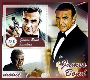 Stamps. James Bond 6 sheets perf Zambia MNH **