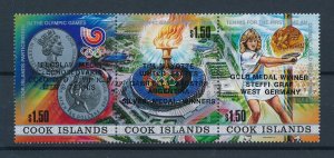 Cook Islands 1988 MNH Stamps Scott 1000 Sport Olympic Games Coins Tennis Medals